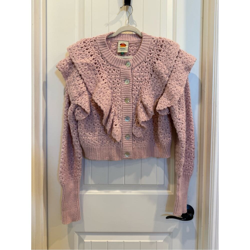 FARM Rio Ruffled Knit Cardigan Sweater - Picture 4 of 7